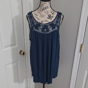 Torrid Navy Sleeveless Lace Blouse
